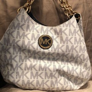 Navy/white Michael Kors handbag gold hardware
